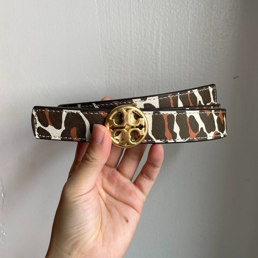 NWOT Tory Burch Miller 1" Eleanor Leather Leopard Print Belt Size L
